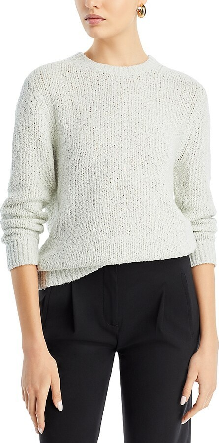 Theory Shrunken Crewneck Sweater Women's P Reed Ribbed Hem Linen Blend Pullover
