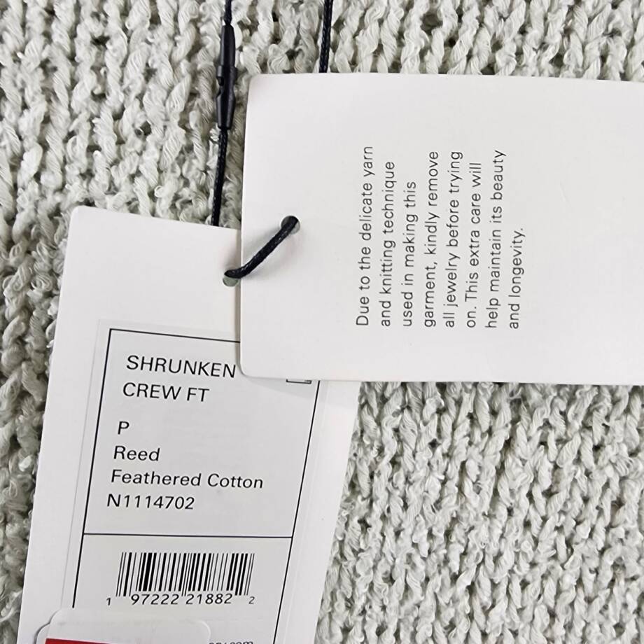 Theory Shrunken Crewneck Sweater Women's P Reed Ribbed Hem Linen Blend Pullover