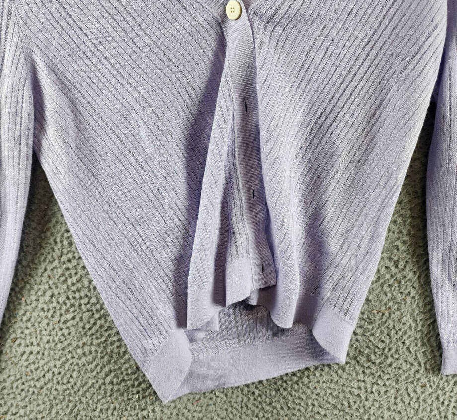 Theory Cropped Cardigan Women's P Soft Iris V-Neck Linen Blend Button Front L/S