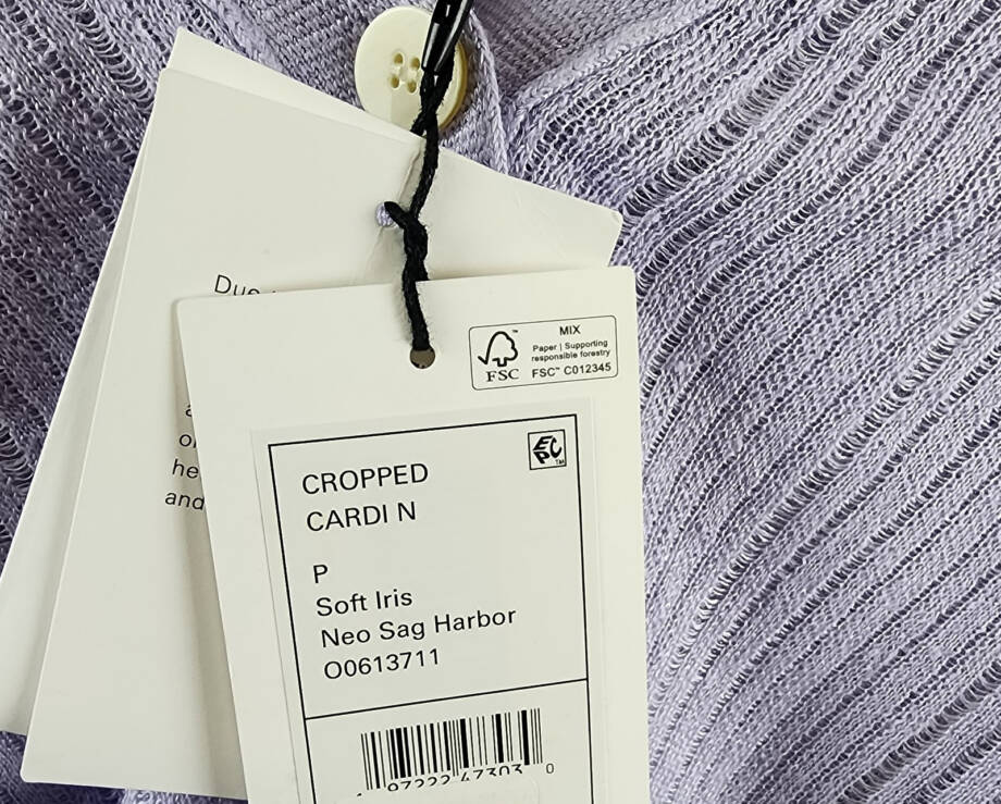 Theory Cropped Cardigan Women's P Soft Iris V-Neck Linen Blend Button Front L/S