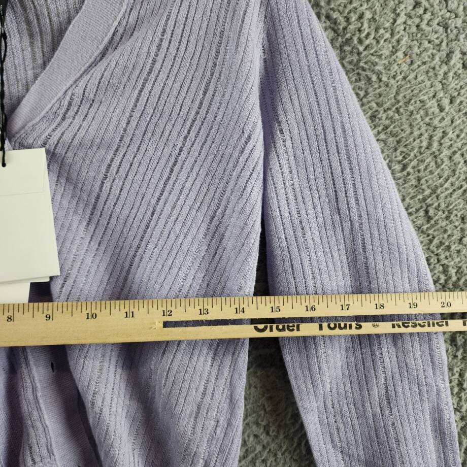 Theory Cropped Cardigan Women's P Soft Iris V-Neck Linen Blend Button Front L/S