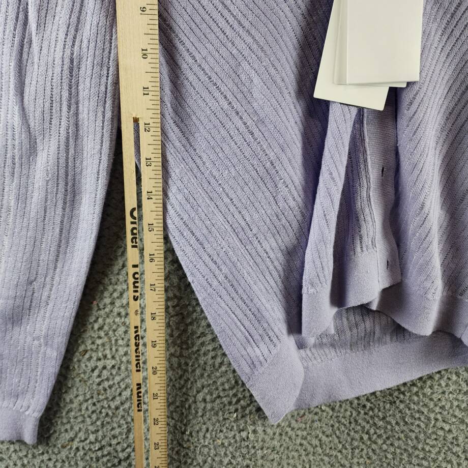 Theory Cropped Cardigan Women's P Soft Iris V-Neck Linen Blend Button Front L/S