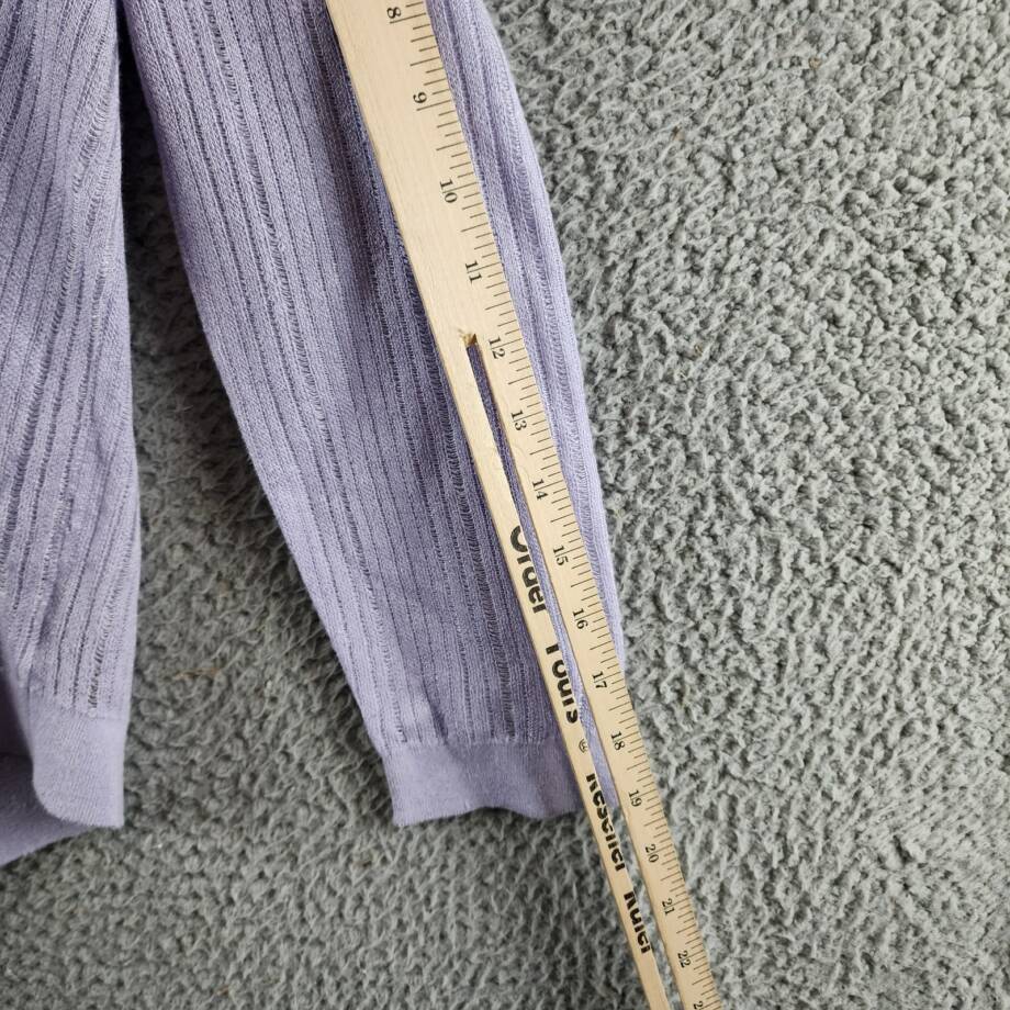 Theory Cropped Cardigan Women's P Soft Iris V-Neck Linen Blend Button Front L/S