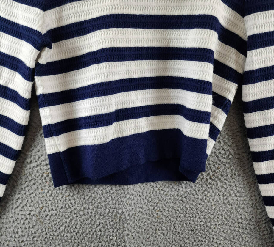 Generation Love Janice Cropped Sweater Women's S White/Navy Striped Long Sleeve