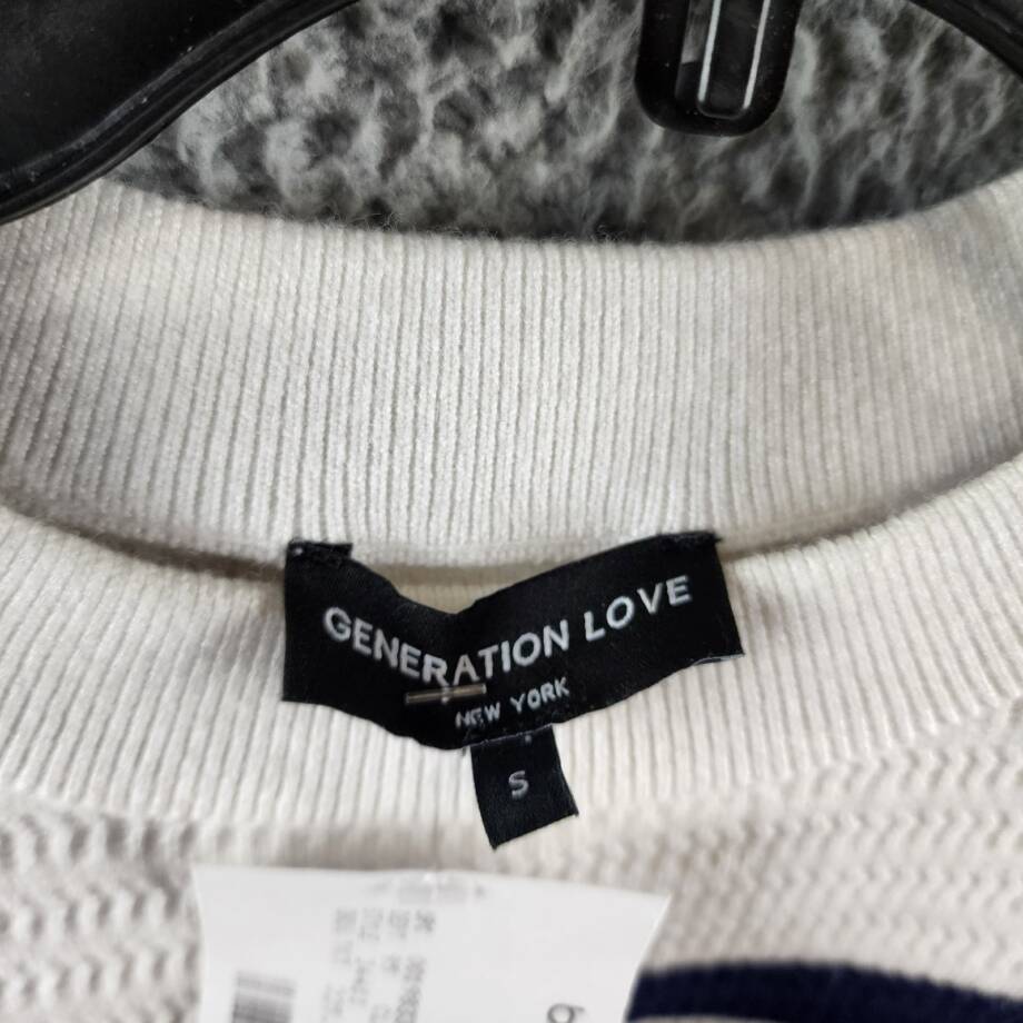 Generation Love Janice Cropped Sweater Women's S White/Navy Striped Long Sleeve