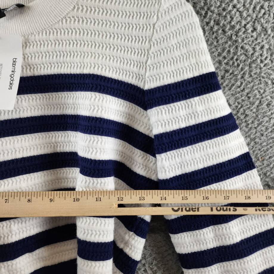 Generation Love Janice Cropped Sweater Women's S White/Navy Striped Long Sleeve