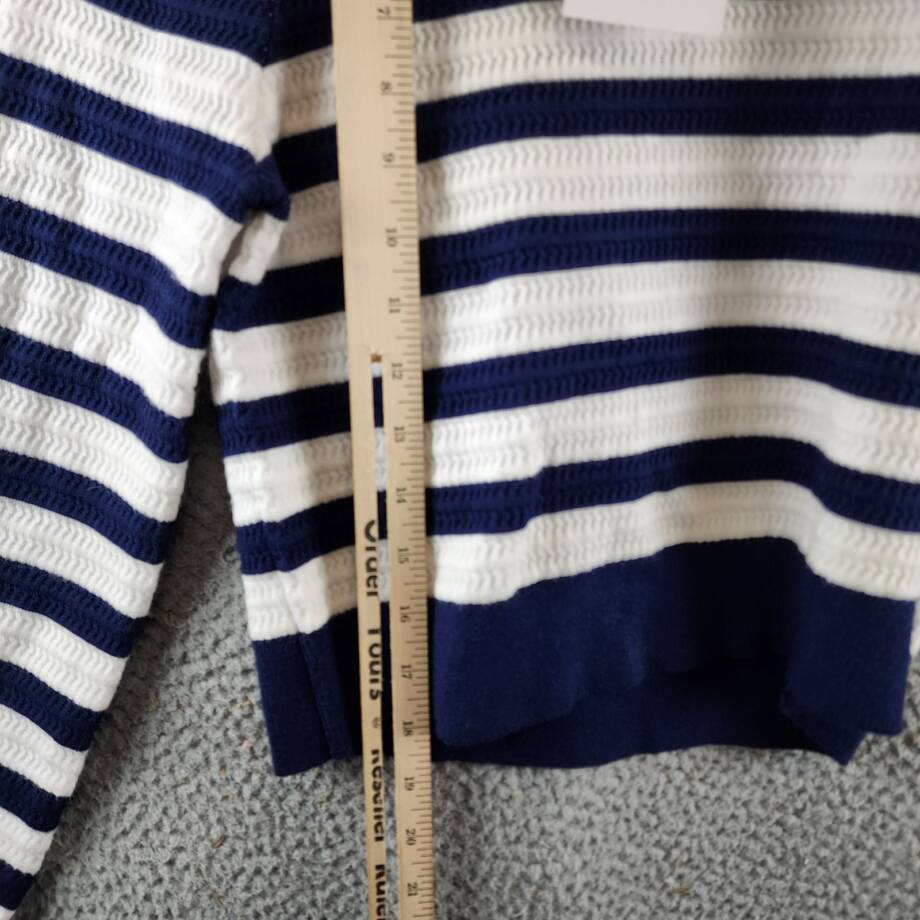 Generation Love Janice Cropped Sweater Women's S White/Navy Striped Long Sleeve