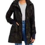 Blanc Noir Camo Hooded Anorak Women's S Olive Multi Pockets Zip Snap Closure L/S