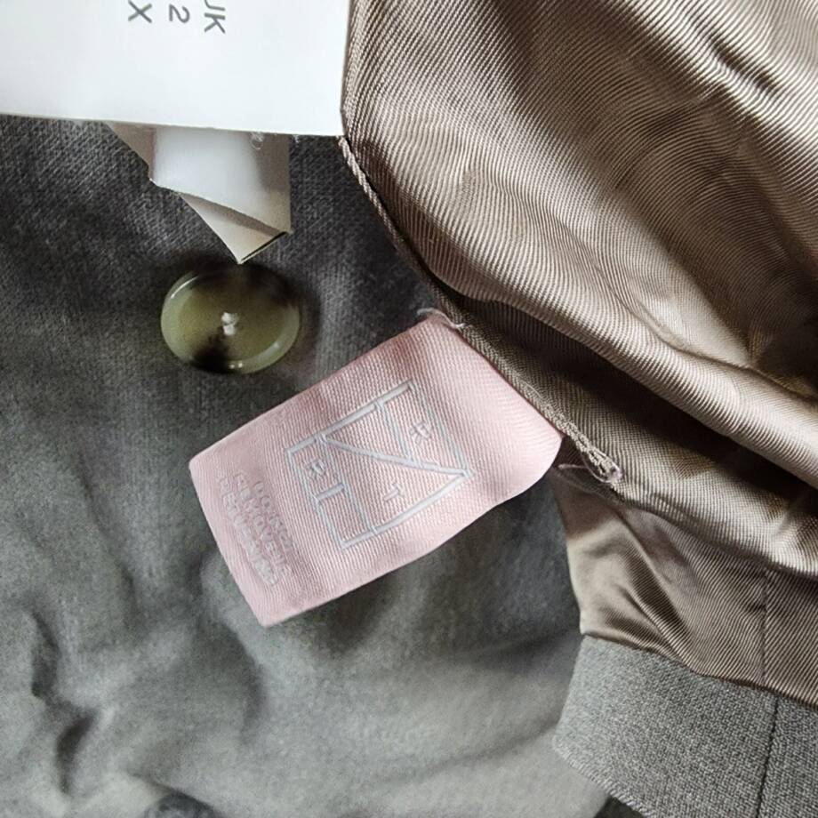 BOSS Regular-Fit Double-Breasted Jacket Women's 8 Gray Notch Lapel Long Sleeve