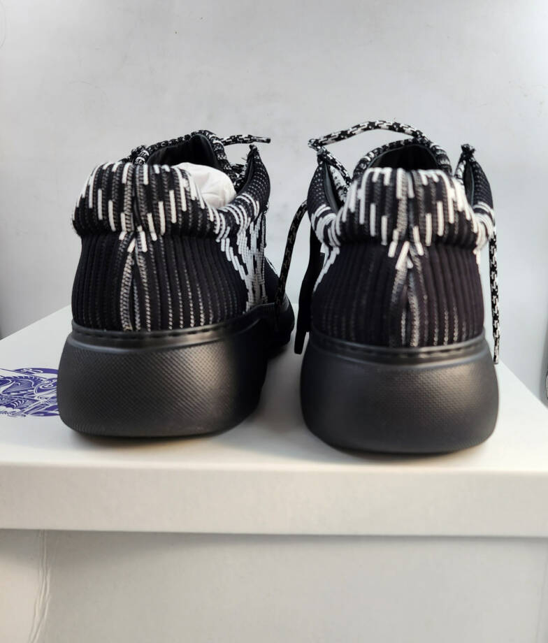 Burberry Check Woven Creeper Shoes Men's 10US Black/White Round Moc Toe Lace Up