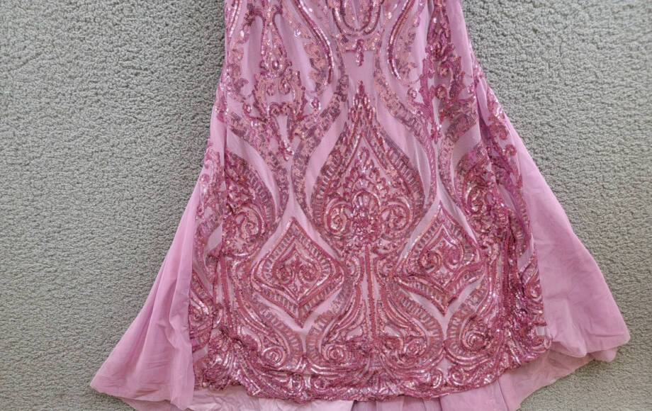 B Darlin Sequin-Pattern Floor-Sweeping Gown Juniors' 0 Dark Mauve Zip Closure
