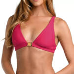 L'Agence Lexie Solid Over the Shoulder Bra Bikini Top Women's XS Berry Back Hook