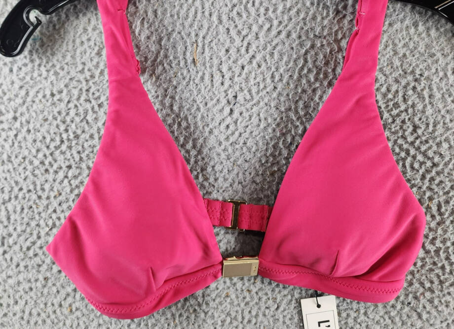 L'Agence Lexie Solid Over the Shoulder Bra Bikini Top Women's XS Berry Back Hook