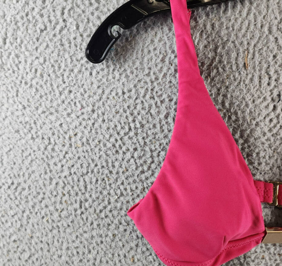 L'Agence Lexie Solid Over the Shoulder Bra Bikini Top Women's XS Berry Back Hook