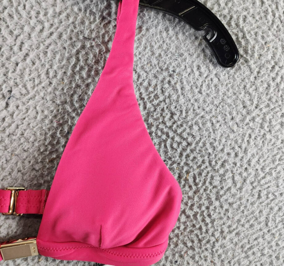 L'Agence Lexie Solid Over the Shoulder Bra Bikini Top Women's XS Berry Back Hook