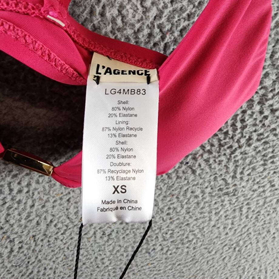 L'Agence Lexie Solid Over the Shoulder Bra Bikini Top Women's XS Berry Back Hook