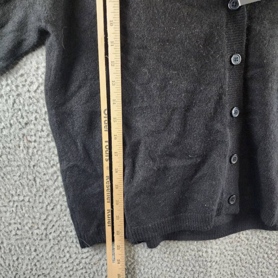 C by Bloomingdale's Cashmere V-Neck Cardigan Women's S Black Button Front L/S