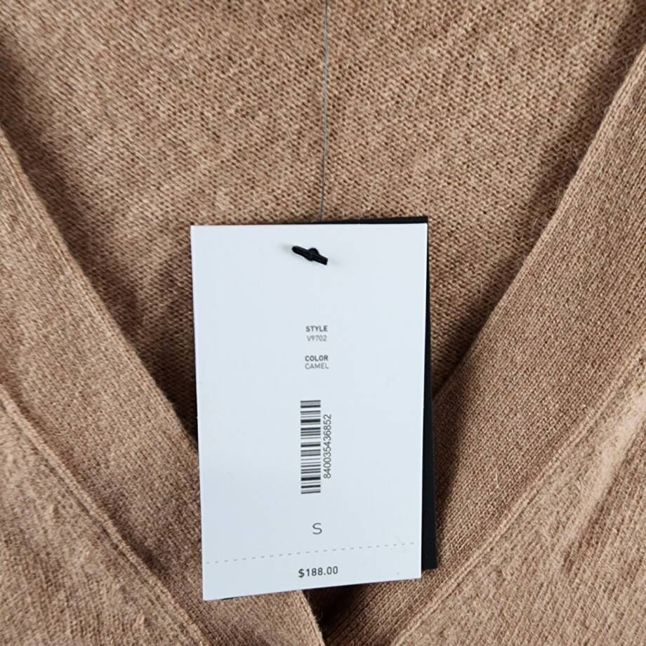 C by Bloomingdale's Cashmere Grandfather Cardigan Women's S Camel V-Neck L/S