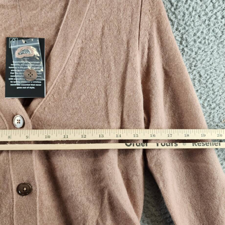 C by Bloomingdale's Cashmere Grandfather Cardigan Women's S Camel V-Neck L/S