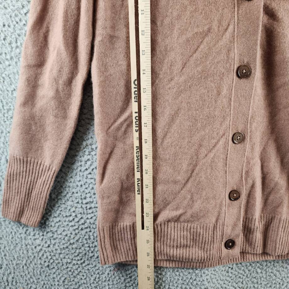 C by Bloomingdale's Cashmere Grandfather Cardigan Women's S Camel V-Neck L/S