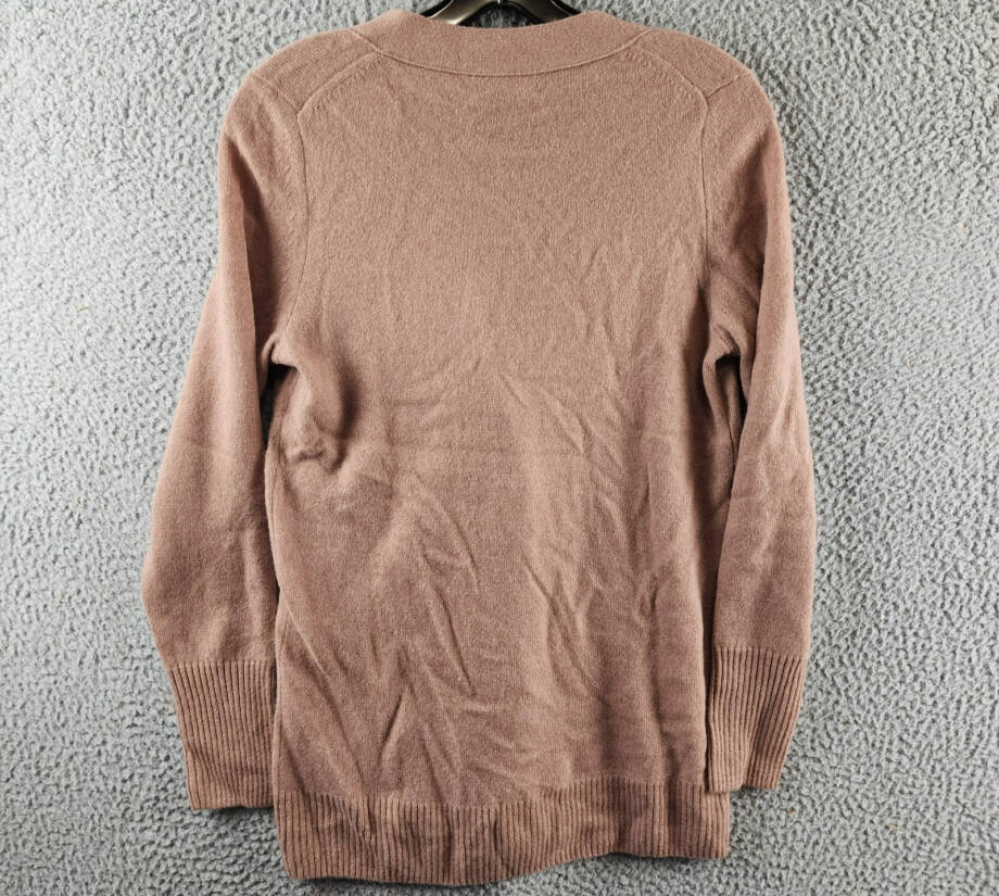C by Bloomingdale's Cashmere Grandfather Cardigan Women's S Camel V-Neck L/S