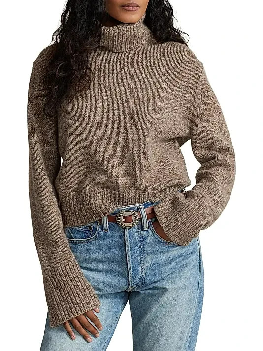 Polo Ralph Lauren Wool & Cashmere Turtleneck Sweater Women's S Brown Marle L/S
