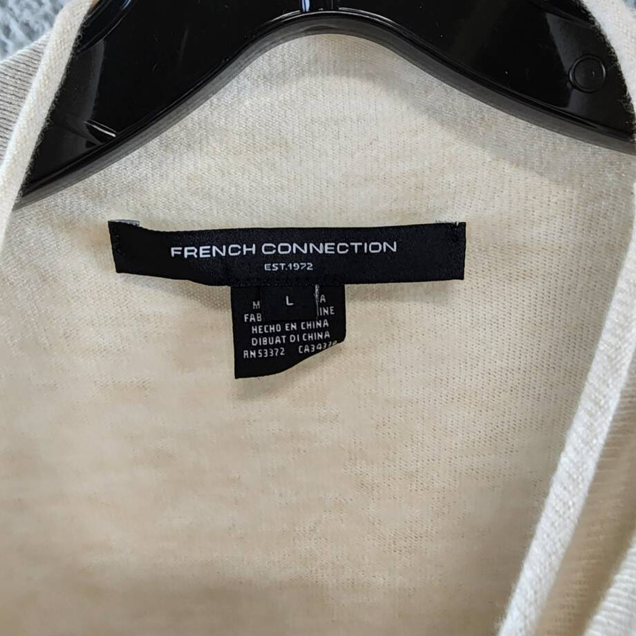 FRENCH CONNECTION Side Slit Sweater Dress Women's L Oatmeal Mock Neck Pullover