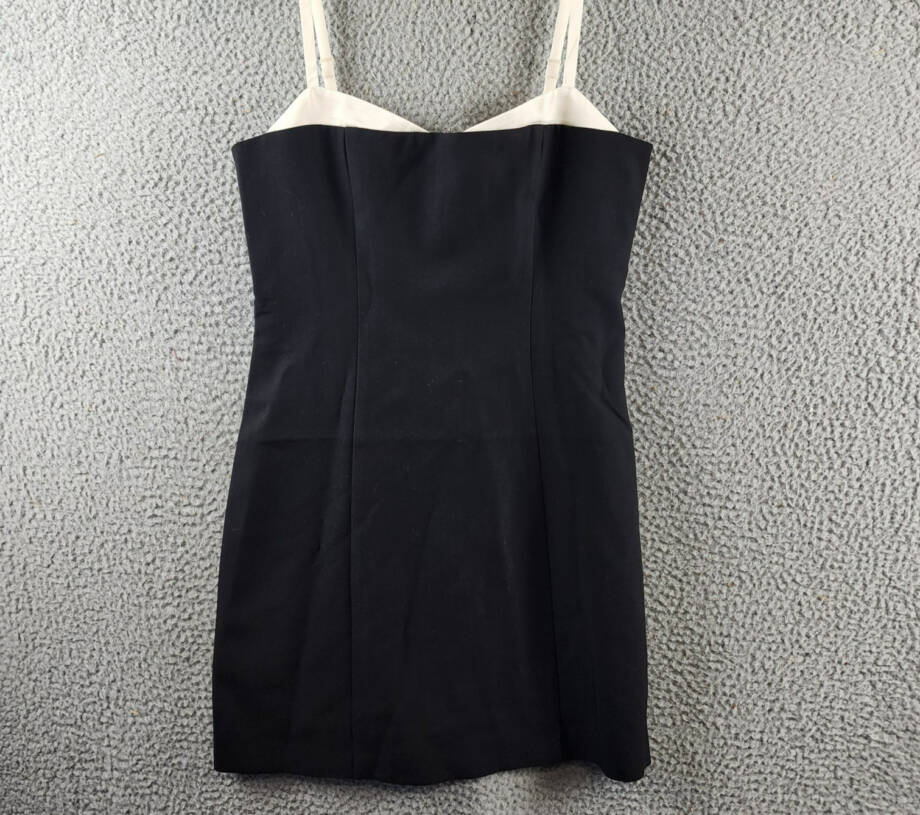 French Connection Azra Corset Strap Mini Dress Women's 6 Black/Cream Back Zip