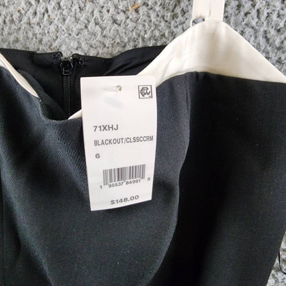 French Connection Azra Corset Strap Mini Dress Women's 6 Black/Cream Back Zip