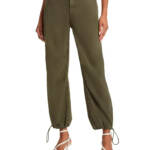 PAIGE Reid Jogger Pants Womens 31 Vintage Forester Green Drawcord Hem Button Zip