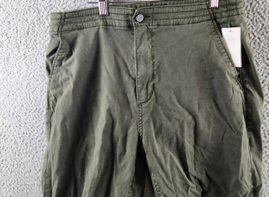 PAIGE Reid Jogger Pants Womens 31 Vintage Forester Green Drawcord Hem Button Zip
