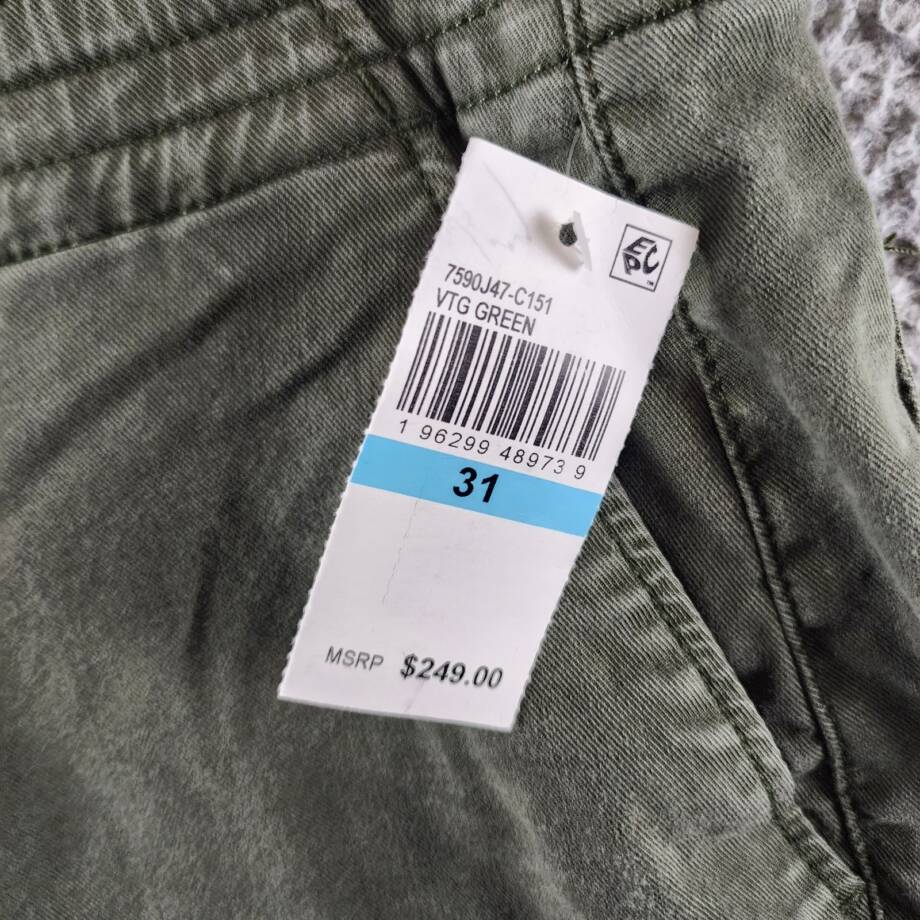 PAIGE Reid Jogger Pants Womens 31 Vintage Forester Green Drawcord Hem Button Zip