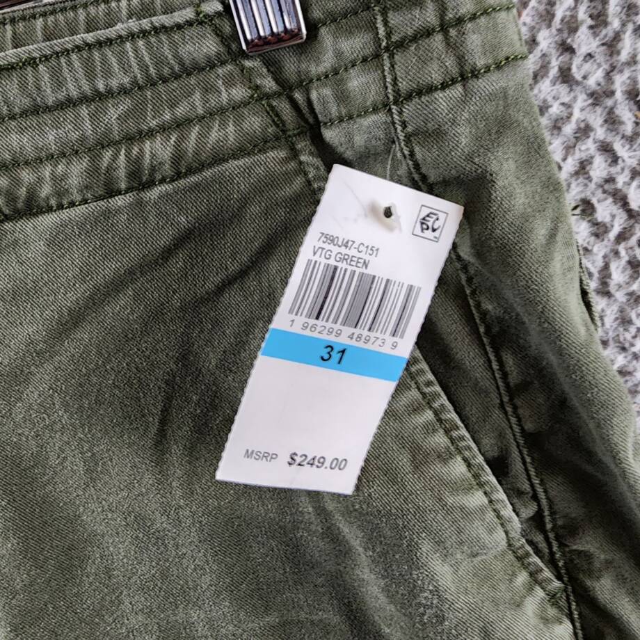PAIGE Reid Jogger Pants Womens 31 Vintage Forester Green Drawcord Hem Button Zip