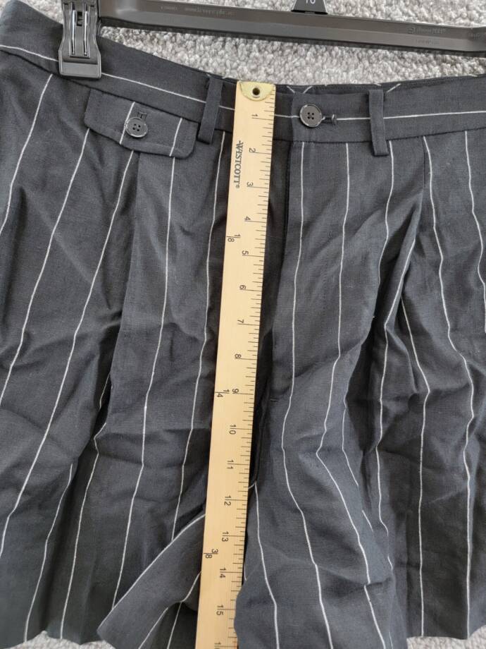 Lauren Ralph Lauren Linen Mini Casual Shorts Women's 12 Black Striped Button Zip