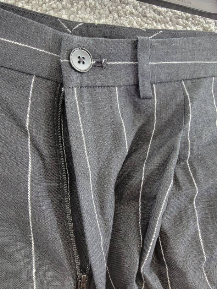 Lauren Ralph Lauren Linen Mini Casual Shorts Women's 12 Black Striped Button Zip
