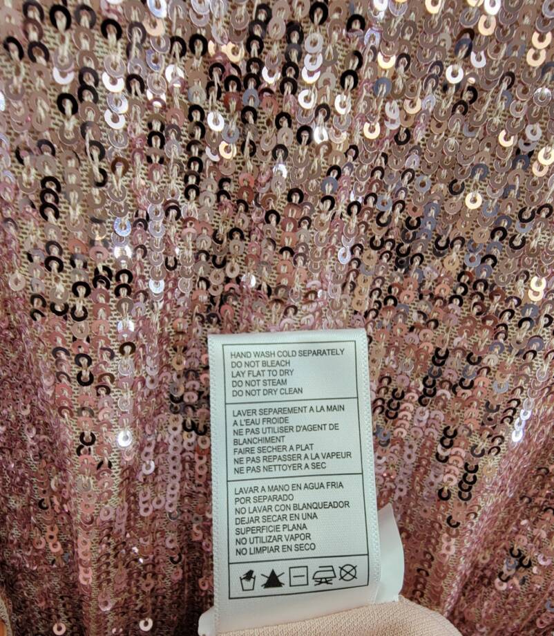 Karen Kane Side Shirred Sequin Top Womens M Pink Round Neck Long Sleeve Pullover