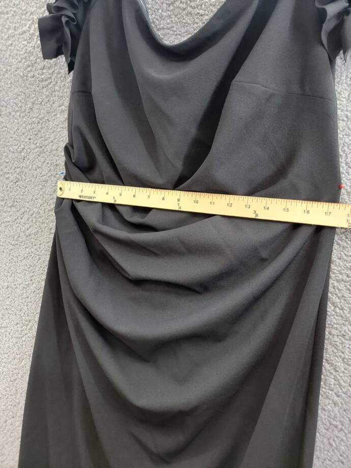 XSCAPE Plus Size Off-The-Shoulder Ruffle Evening Gown Women's 18W Black Back Zip