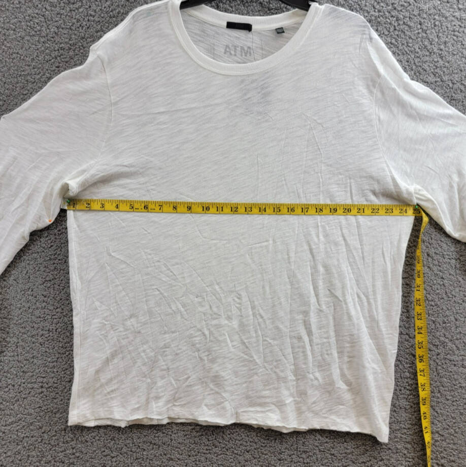 ATM Anthony Thomas Melillo Destroyed Slub-Knit Tee Men's XL White Heather L/S