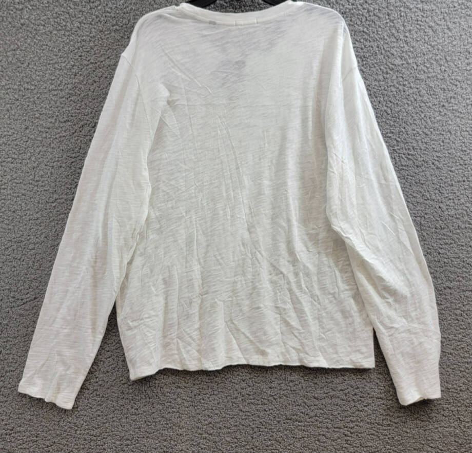 ATM Anthony Thomas Melillo Destroyed Slub-Knit Tee Men's XL White Heather L/S