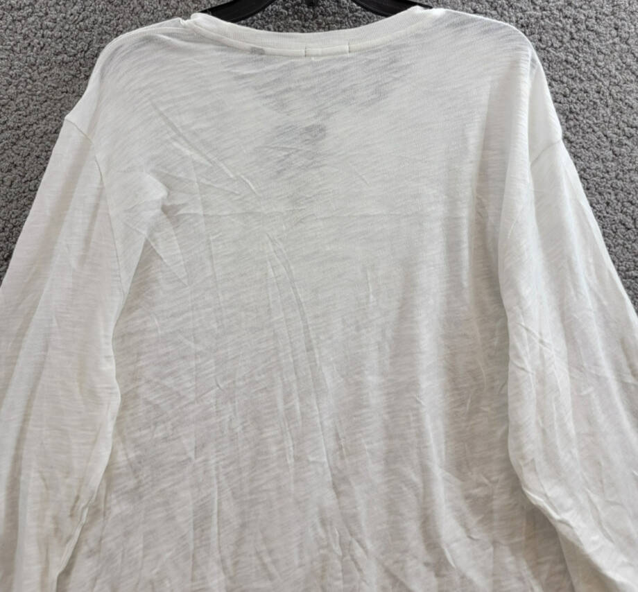ATM Anthony Thomas Melillo Destroyed Slub-Knit Tee Men's XL White Heather L/S