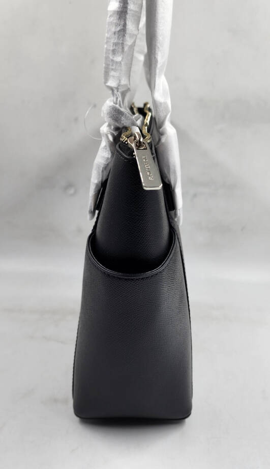 Michael Kors Jet Set Travel Saffiano Leather Tote Bag Womens L Black Zip Closure