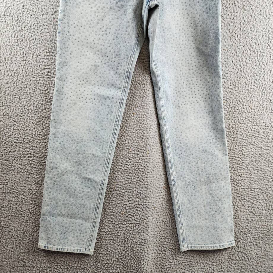 Good American Good Icon Embellished High Rise Straight Leg Jeans Women's 10/30