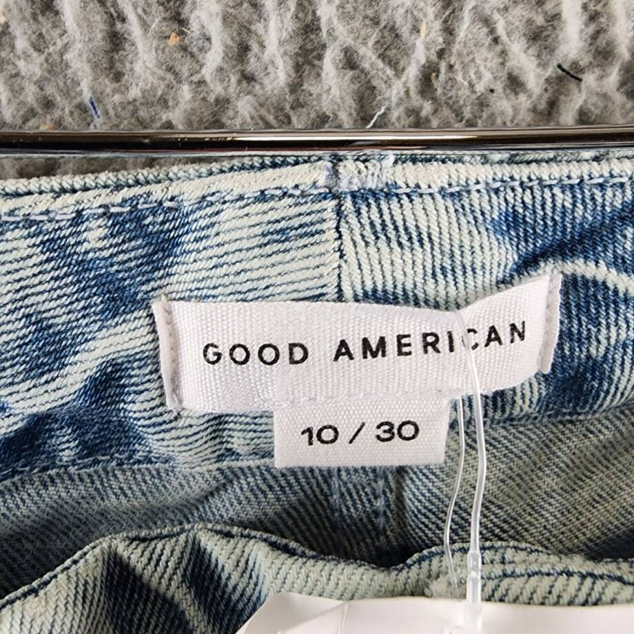 Good American Good Icon Embellished High Rise Straight Leg Jeans Women's 10/30
