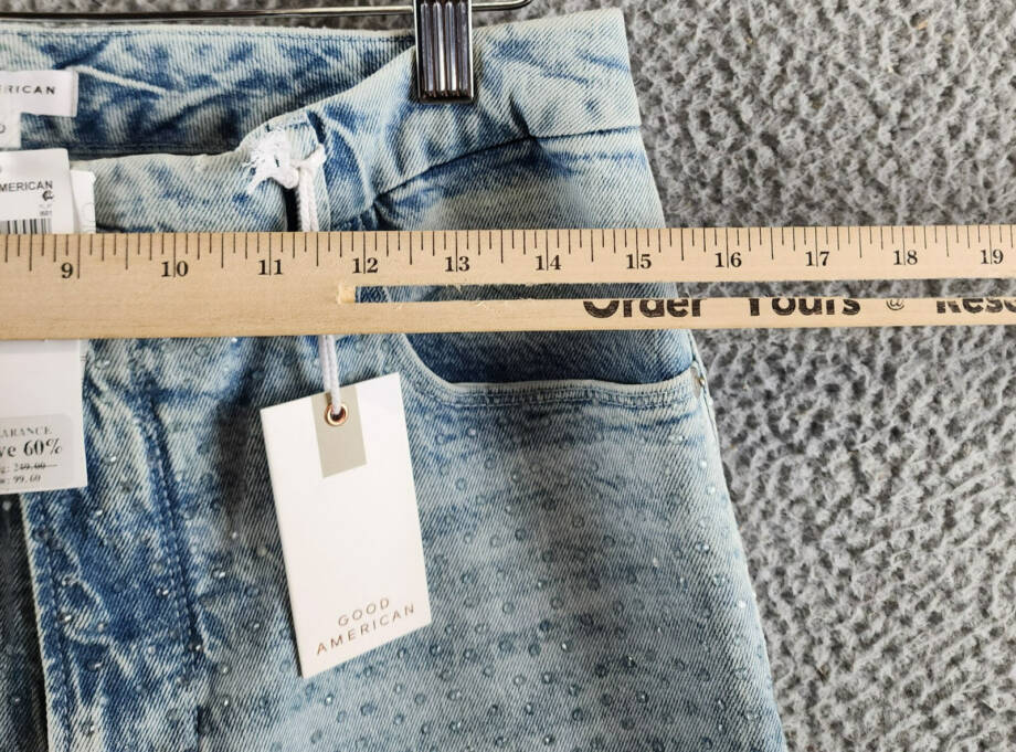Good American Good Icon Embellished High Rise Straight Leg Jeans Women's 10/30