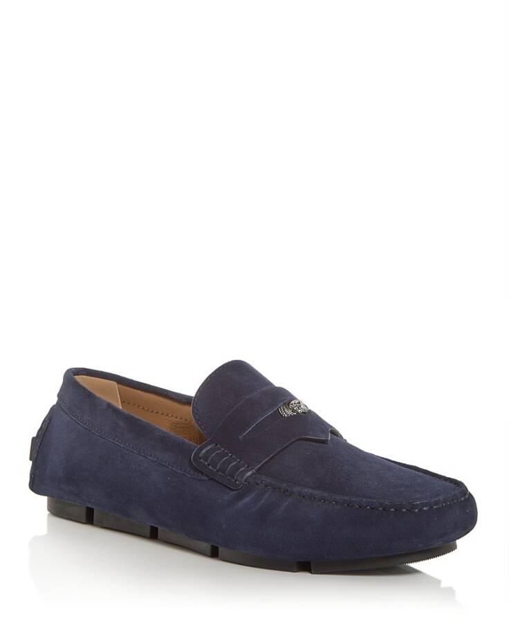 Versace Medusa Penny Loafers Men's 42.5/9.5US Blue Stitched Moc Toe Slip On