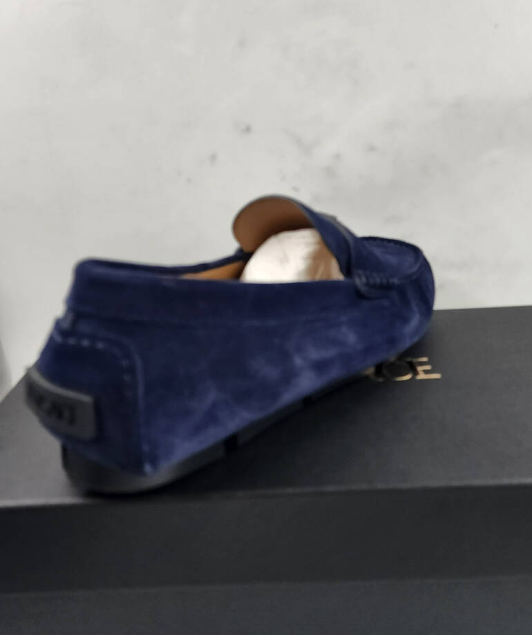 Versace Medusa Penny Loafers Men's 42.5/9.5US Blue Stitched Moc Toe Slip On