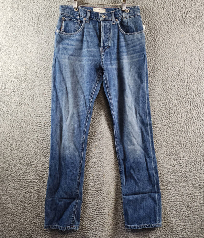 Free People Slim Shade Selvedge Jeans Women 27 True Blue Zip Fly Button Closure