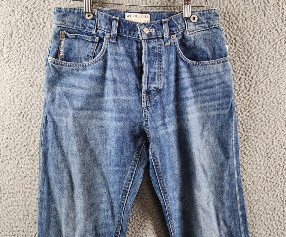 Free People Slim Shade Selvedge Jeans Women 27 True Blue Zip Fly Button Closure
