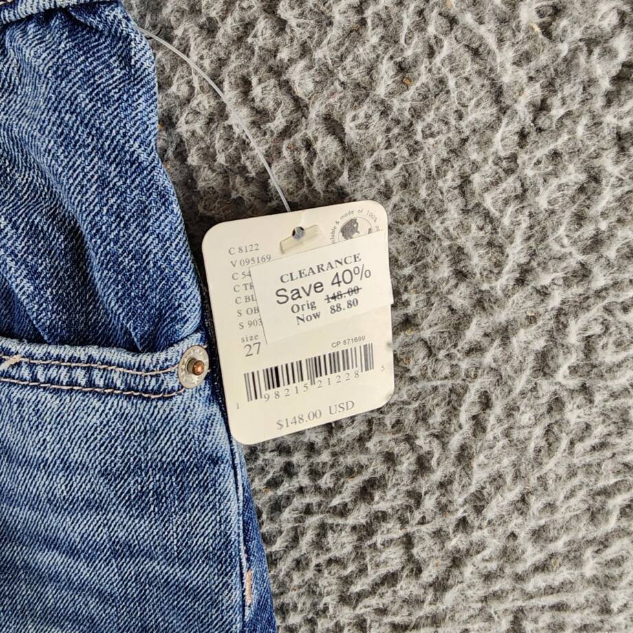 Free People Slim Shade Selvedge Jeans Women 27 True Blue Zip Fly Button Closure