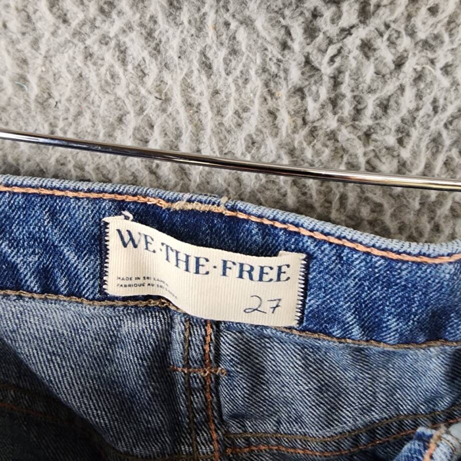 Free People Slim Shade Selvedge Jeans Women 27 True Blue Zip Fly Button Closure